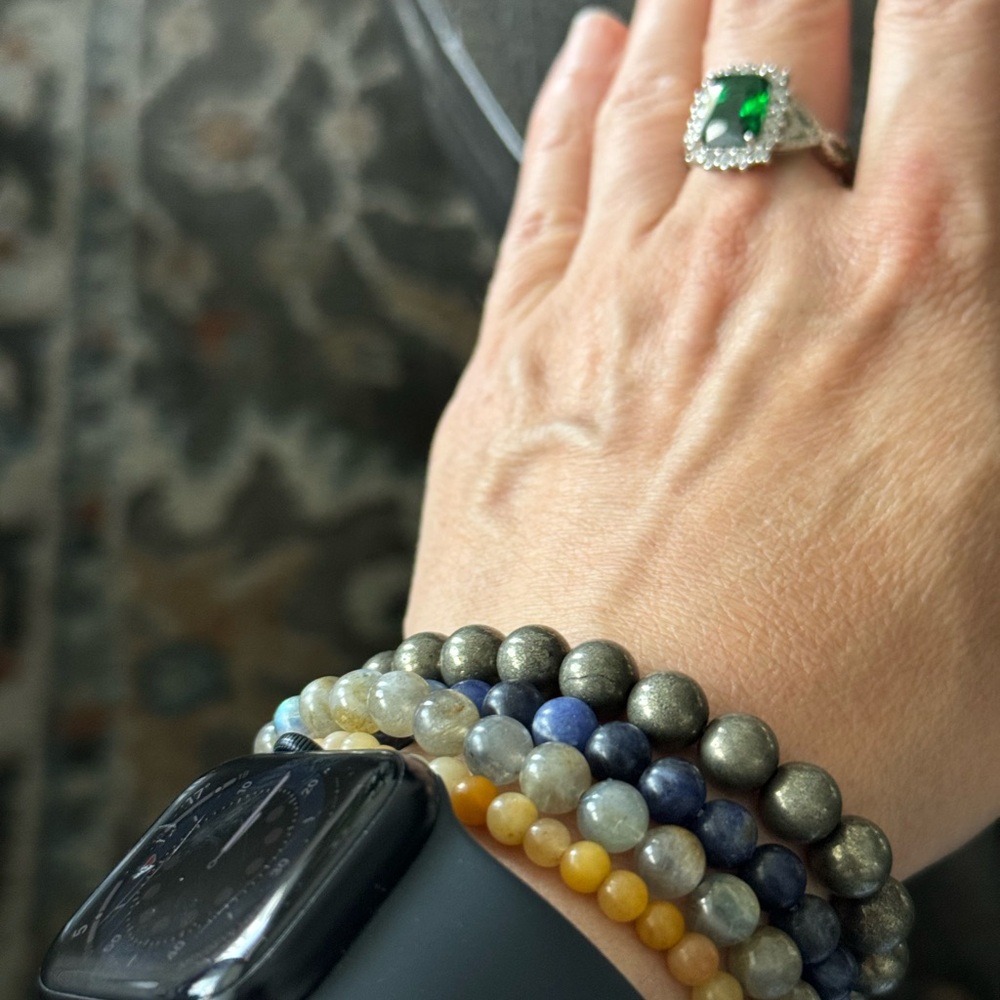 925 silver emerald ring with crystals - Picture 4 of 8